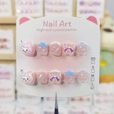 Melody Pastel Cute Kids Press On Nails with Bow Stars