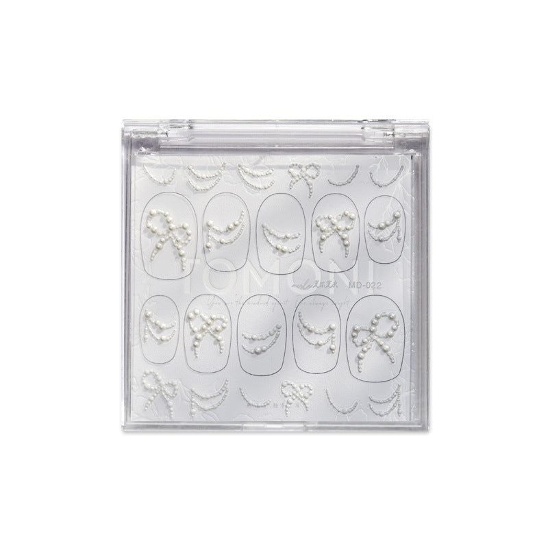 Bridal Bow & Crystal: "Ethereal Elegance" – 3D Embossed Nail Sticker