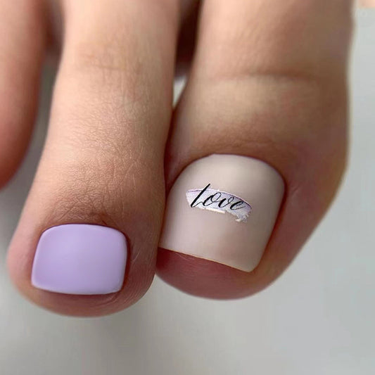 Pequena manicure taro roxo fosco e fresca, amor, doce menina, unhas postiças, manicure, atacado｜365nails