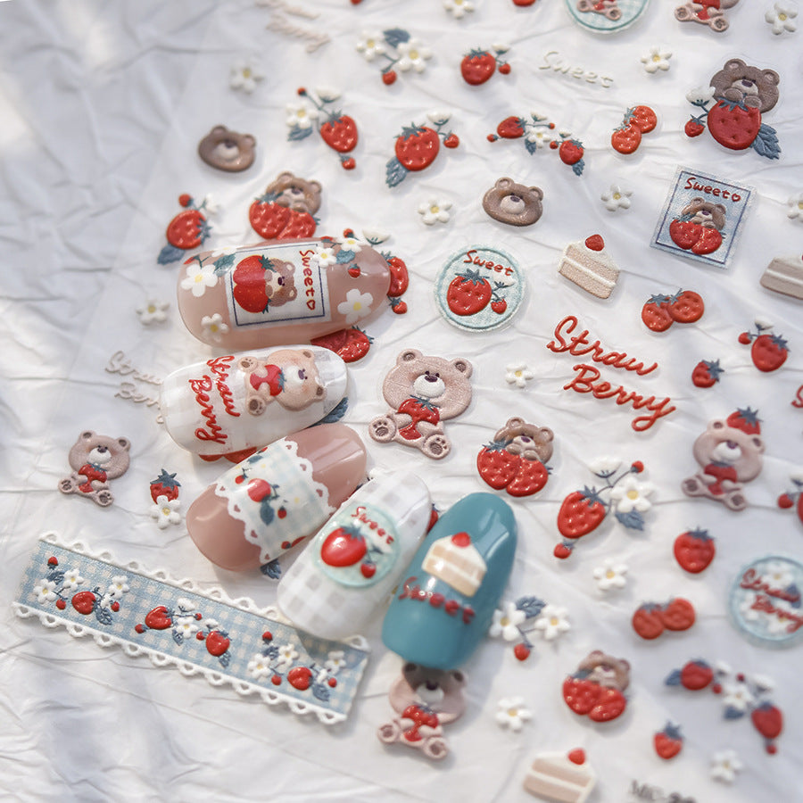 365nails: "miiiichan Strawberry Bear Sweet" – Nail Art Stickers