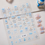 Aurora Christmas Nail Art Sticker 5D Embossed Three-dimensional Christmas Tree Snowman DIY Nail Sticker Ornament TJ