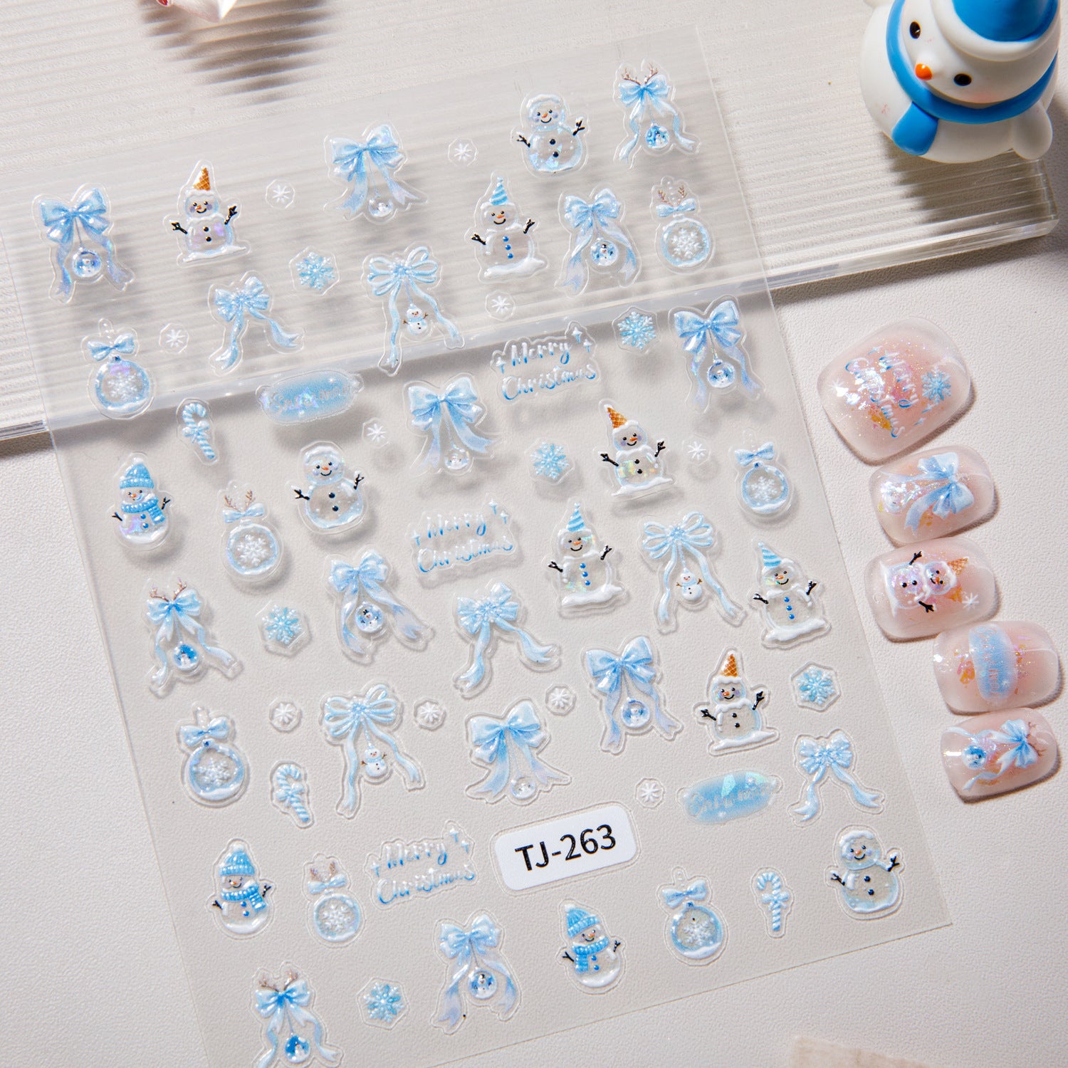 Aurora Christmas Nail Art Sticker 5D Embossed Three-dimensional Christmas Tree Snowman DIY Nail Sticker Ornament TJ