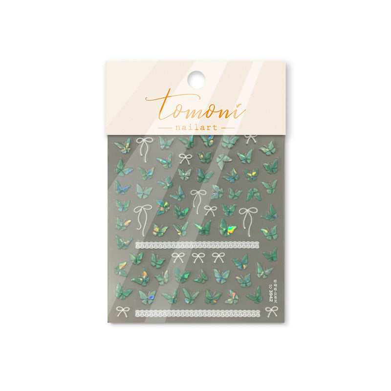 365nails: 민트그린 나비 & 리본 네일 스티커