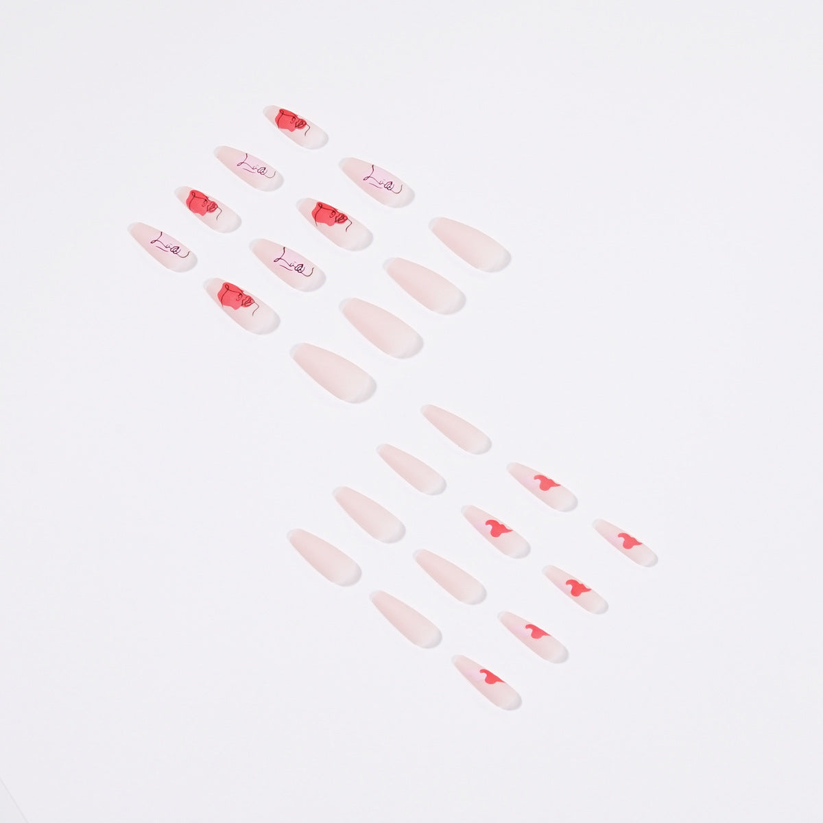 抽象人臉系列 塗鴉色塊線條穿戴甲 成品批發｜365nails