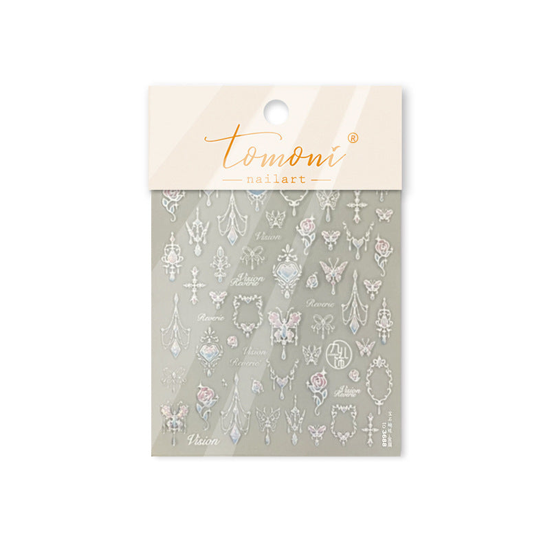 Vintage Gem & Gold Jewelry: "Regal Antique Charm" – 5D Embossed Nail Sticker