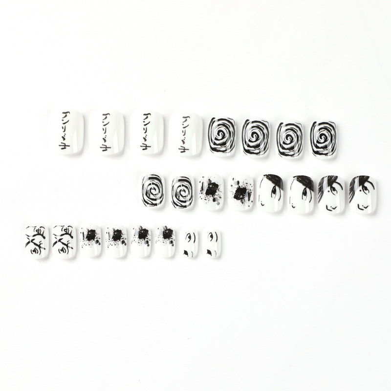 press on nails film black and white sweet and cool press on nails autumn and winter cartoon animation  nails patch press on nails film wholesale｜365nails