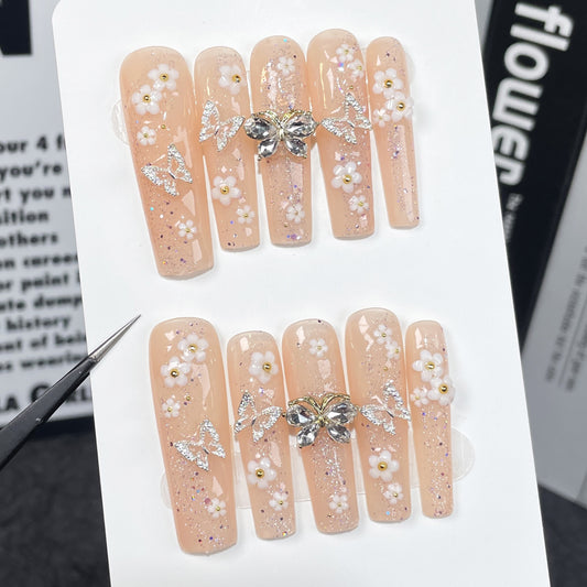 Medium Long Oval, Handmade press on nails, sweet｜365nails