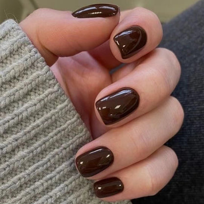 Factory direct sales of 24 pieces of manicure classic solid color wearable nail film short wearable removable nail film wholesale｜365nails