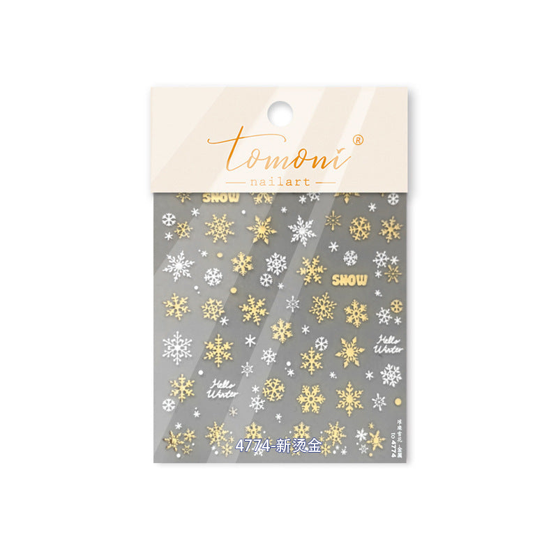 Glitter Snowflake & Winter Greeting Nail Sticker Set – "Sparkling Winter Snow"
