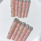 Blush Pink Crystal Minimal Glam Press On Nails