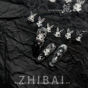 Gothic Bunny Collection: "Dark Lolita Rabbit" – 3D Embossed Nail Sticker