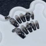 Unhas postiças feitas à mão Imperatriz Viúva Fengxi coração torto médio e longo nail art remendo pingente de lava adesivo de unha usável ｜ 365nails