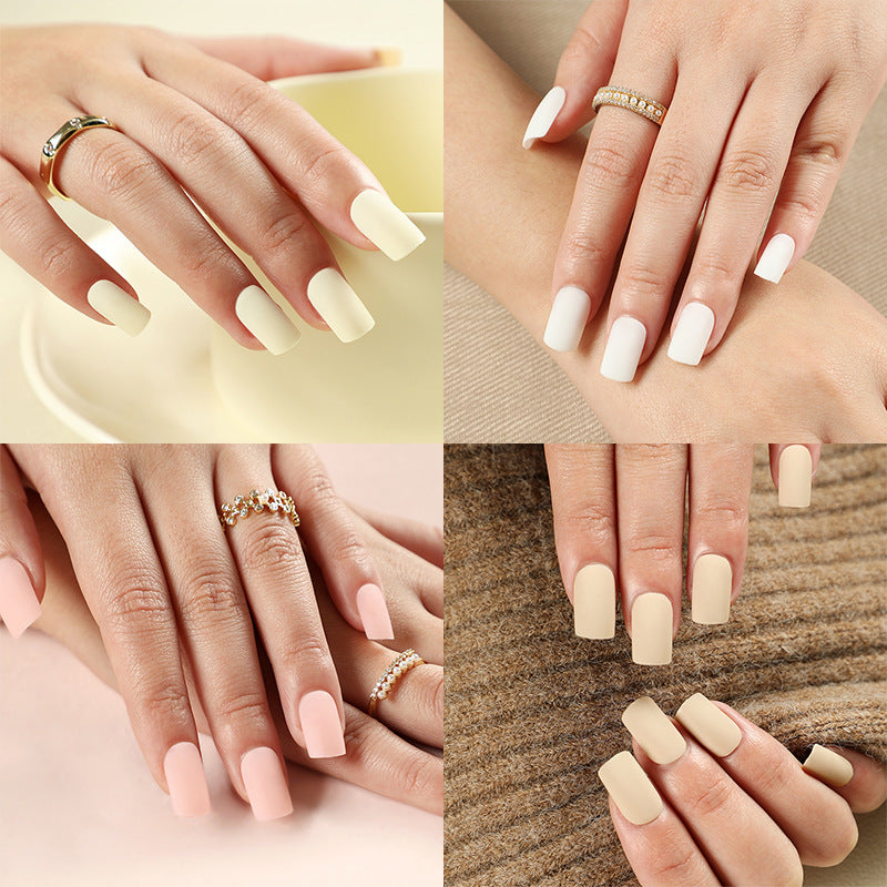 Unhas postiças atacado cor sólida fosca retangular unha postiça peça de unha postiça produto final unhas postiças｜365nails