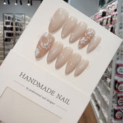 365nails: "Whispering Bloom" – 3D Floral Handmade Almond Nails
