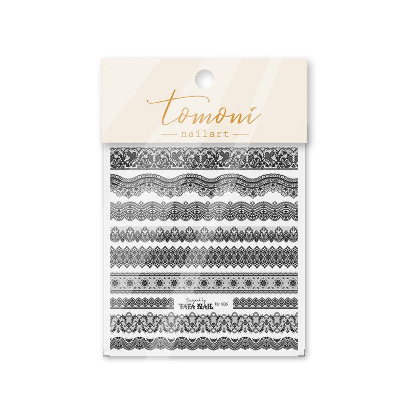 Vintage Lace: "White Lace Stripe" – 3D Embossed Nail Sticker