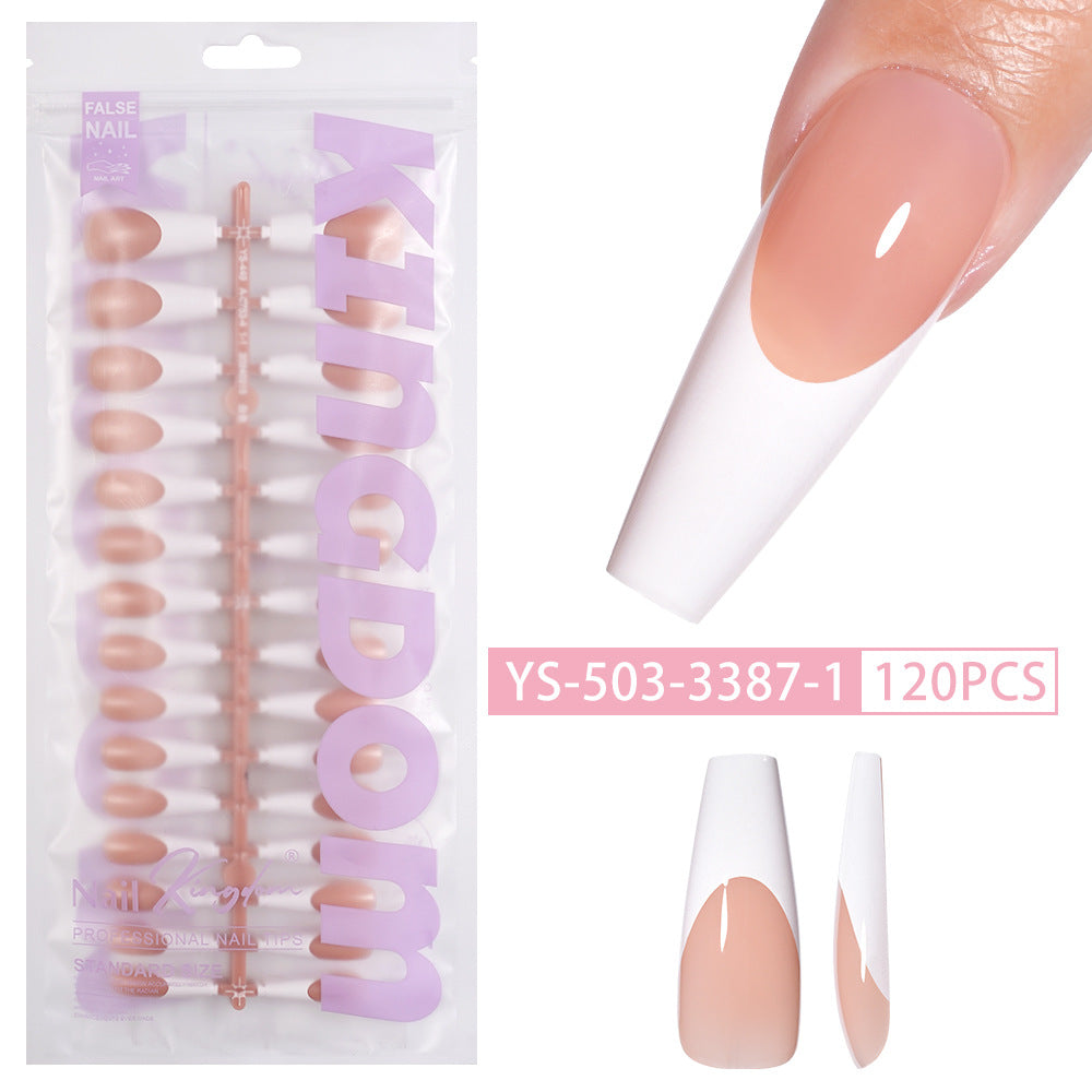 Nail tips French press on nails, simple long ladder manicure removable fake nails 120 pieces, prefabricated nail wholesale