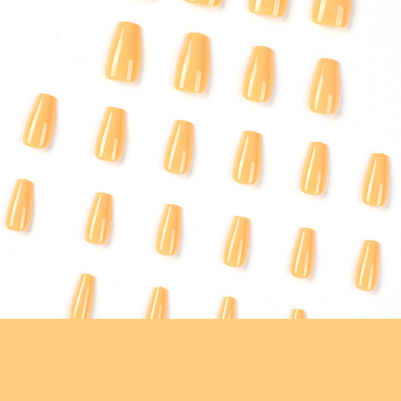 黃色成品短款芭蕾形穿戴甲貼片 批發｜365nails
