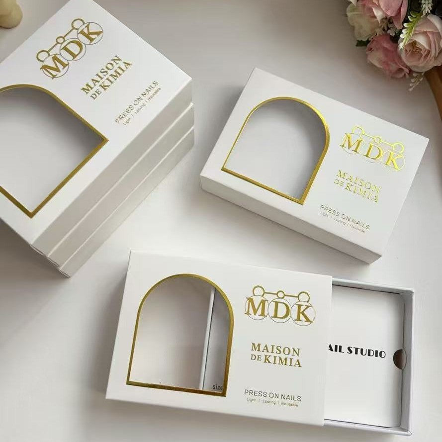 Press‑On Nail Drawer Box with Clear Window – Thick Paper Gift Packaging Box