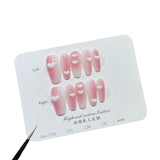 Uñas postizas con efecto degradado, hechas a mano, con efecto hielo, transparente, con efecto de viento puro, parches largos, pegatinas para uñas, para usar | 365nails