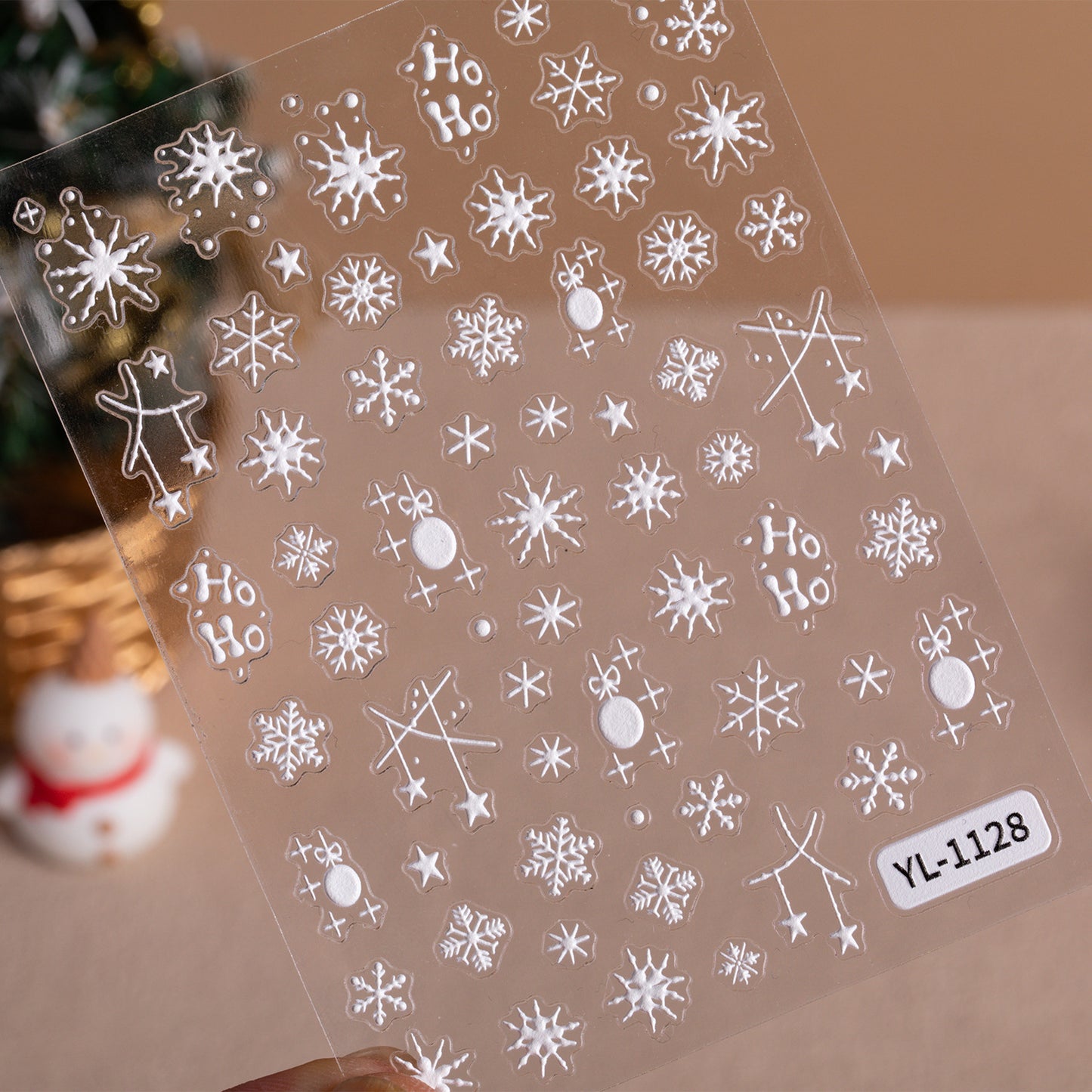 Winter Christmas Snowflake Nail Art Sticker 5D Embossed Three-dimensional White Hollow Snowflake Nail Sticker Ornament YL