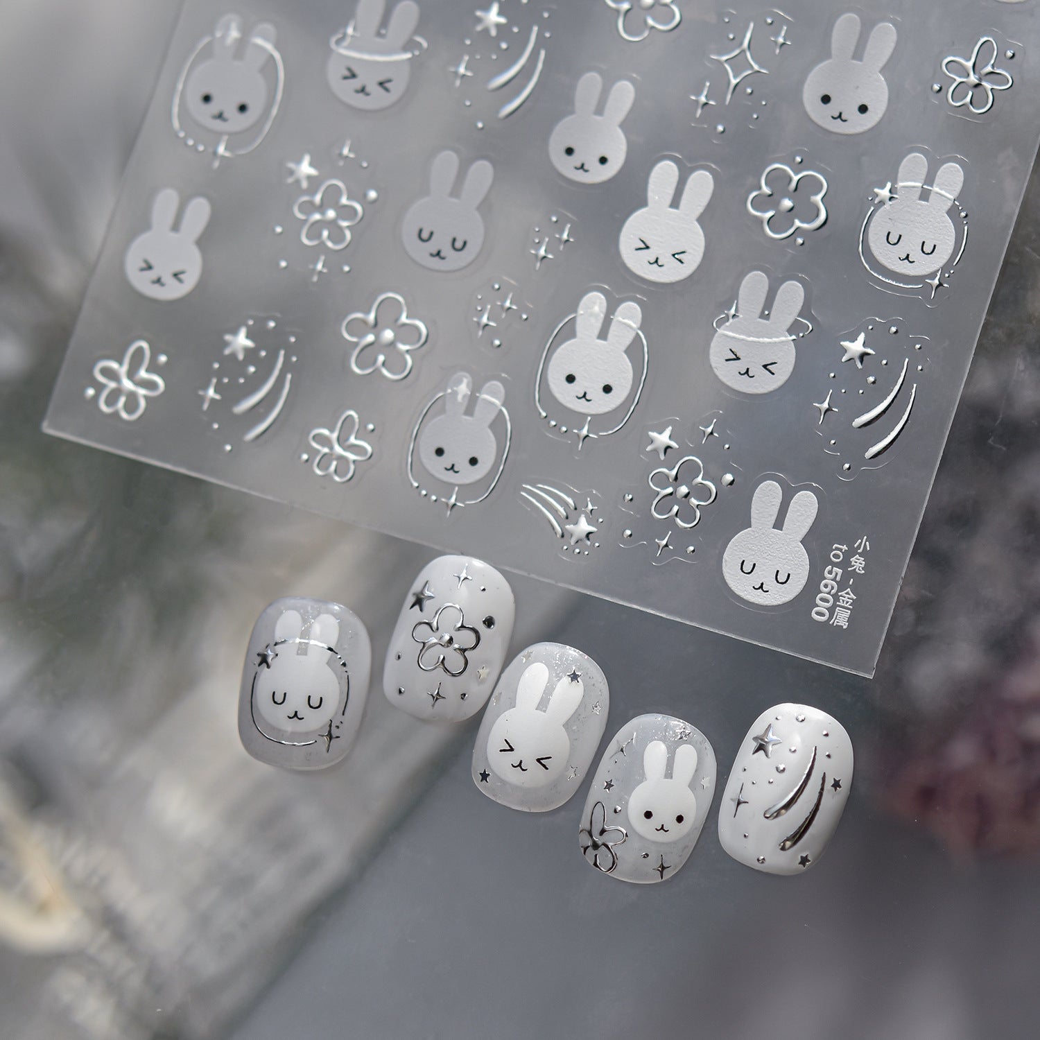 Silver Bunny – Kawaii Cute Nail Art Set