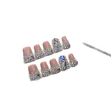 Nude Gloss Nails with AB Crystal Luxe Accents