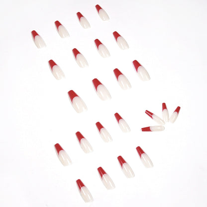 Fake Nail Red French Press on nail Wear Nail Art Finished Fake Nail Nail Patch Nail Patch｜365nails