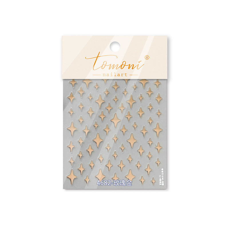Silver Starburst Metallic Collection: "Starry Sparkle" – 3D Embossed Nail Sticker
