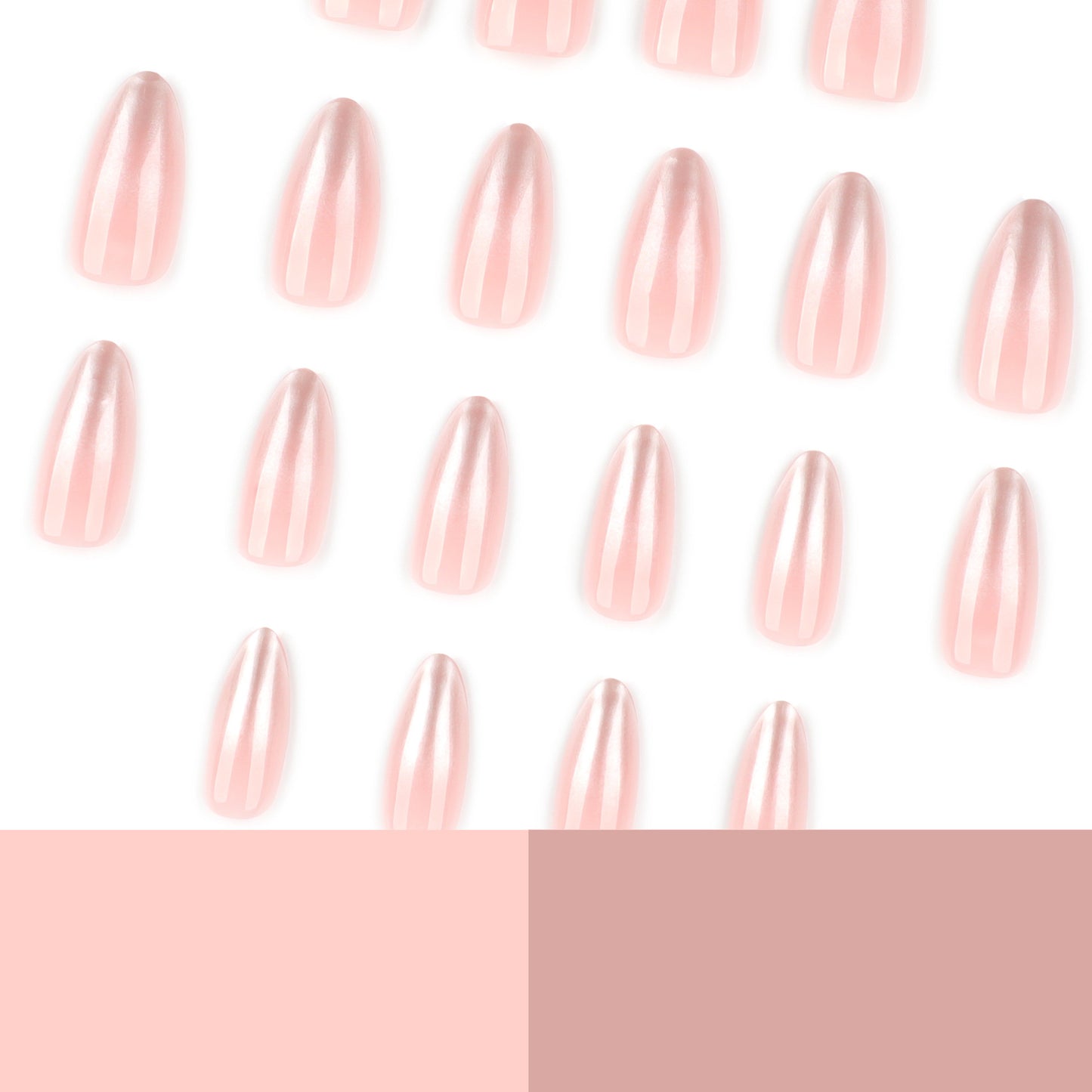 Pó perolado com mudança gradual para unhas, unhas postiças curtas amendoadas, peça de unha usável, mais vendida no atacado｜365nails