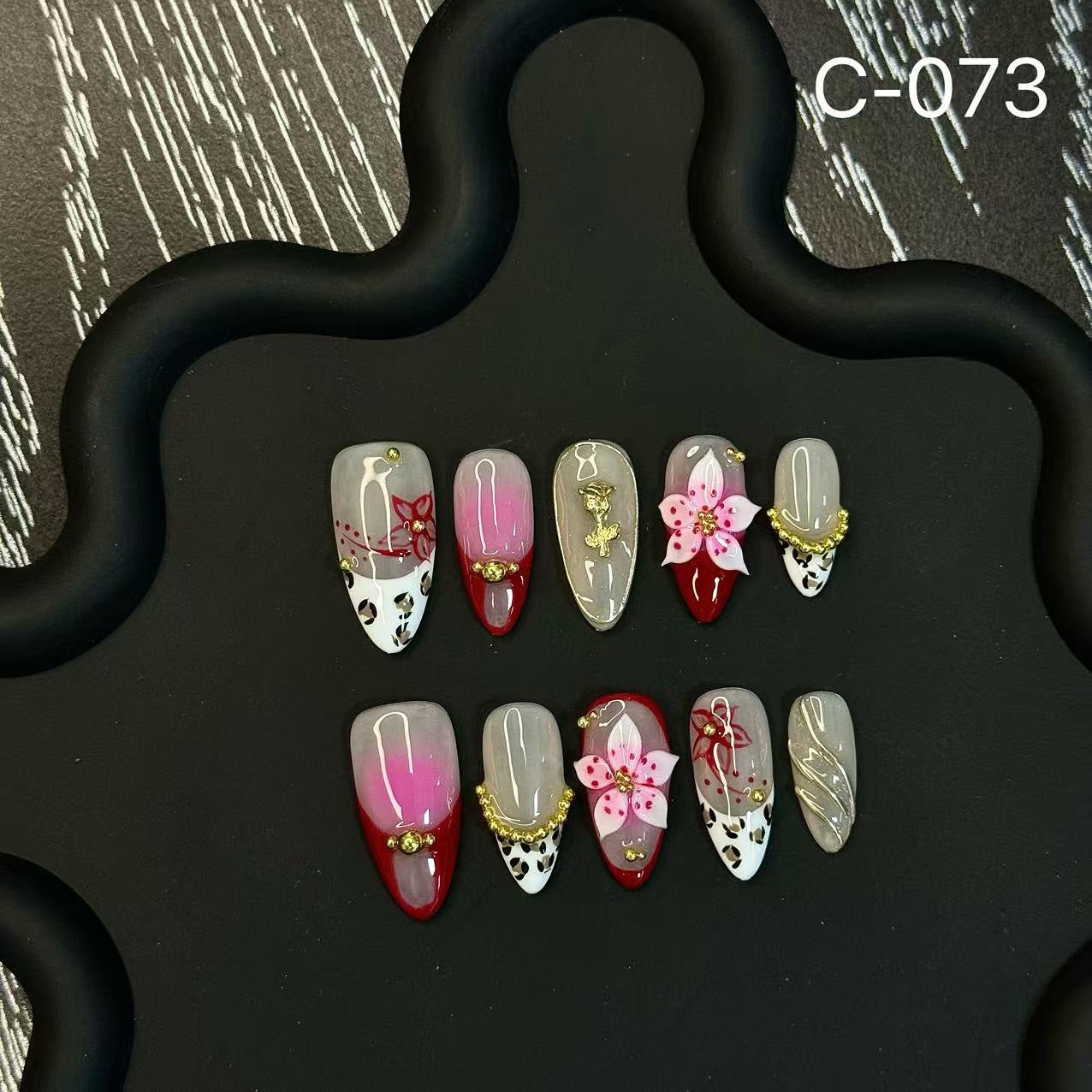 365nails: "Elegant Sakura" – 3D Flower Handmade Coffin Nails