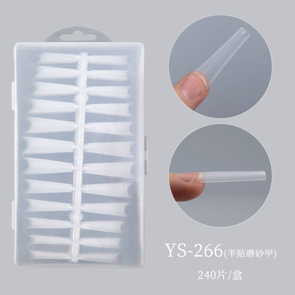 Nail Tips New  matte half sticker press on nails piece 240 pieces boxed French full sand ultra-thin denim nail fake nail piece