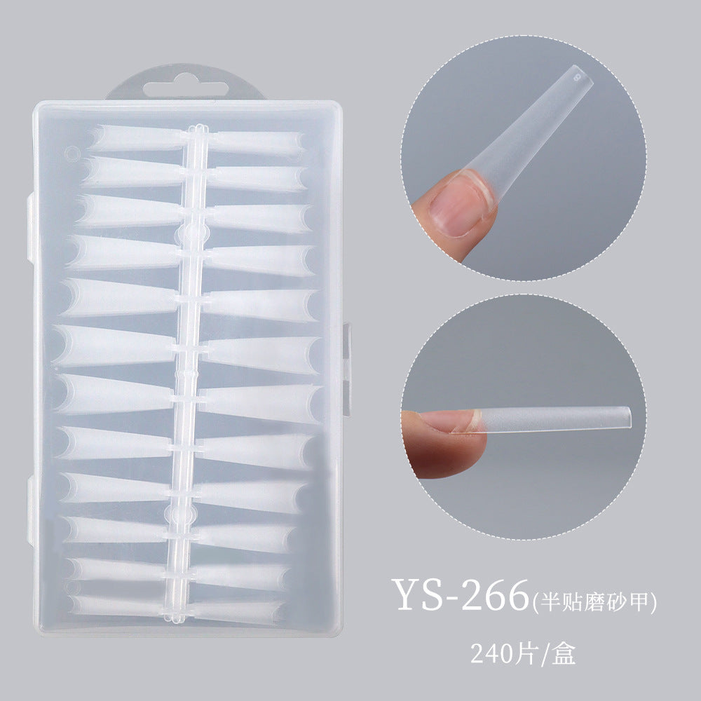 365nails: "Matte Half-cover Nail Tips" – Long Coffin Nail Extensions