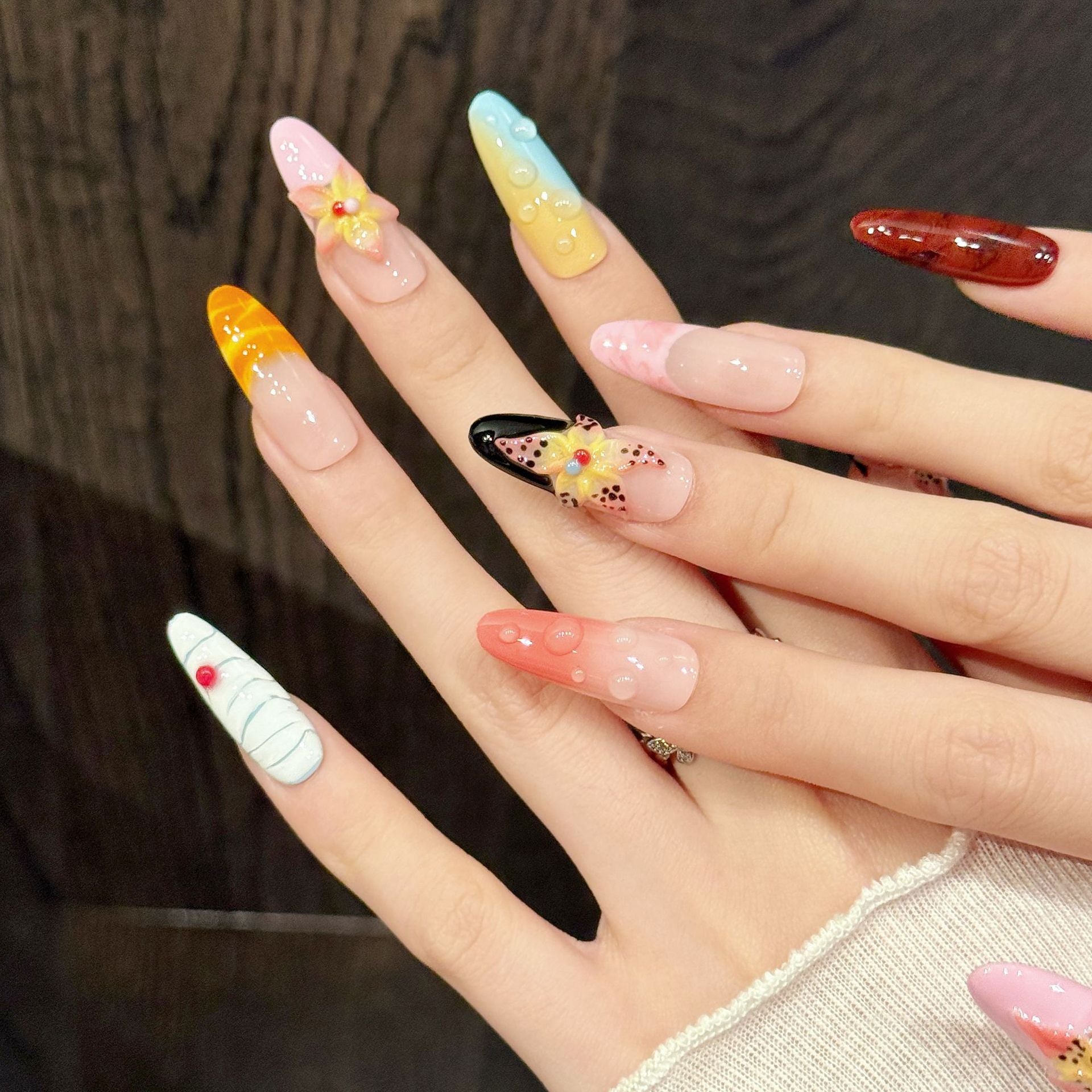 Colorful Floral Mixed Art Summer Nails