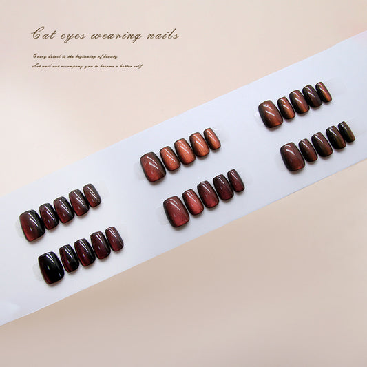 Nail Tips  prefabricated nail fashion gentle purple cat eye temperament white  short nail art patch ｜365nails