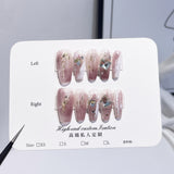 Handmade press-on nails broken diamond sequ gradual change pearl butterfly sweet nail patch wearable nail sticker fake nail｜365nails