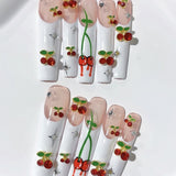 Cherry Garden French Crystal Press On Nail Set