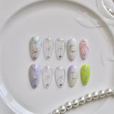 Gold & Silver Celestial Nail Stickers – 3D Embossed Star & Moon Set