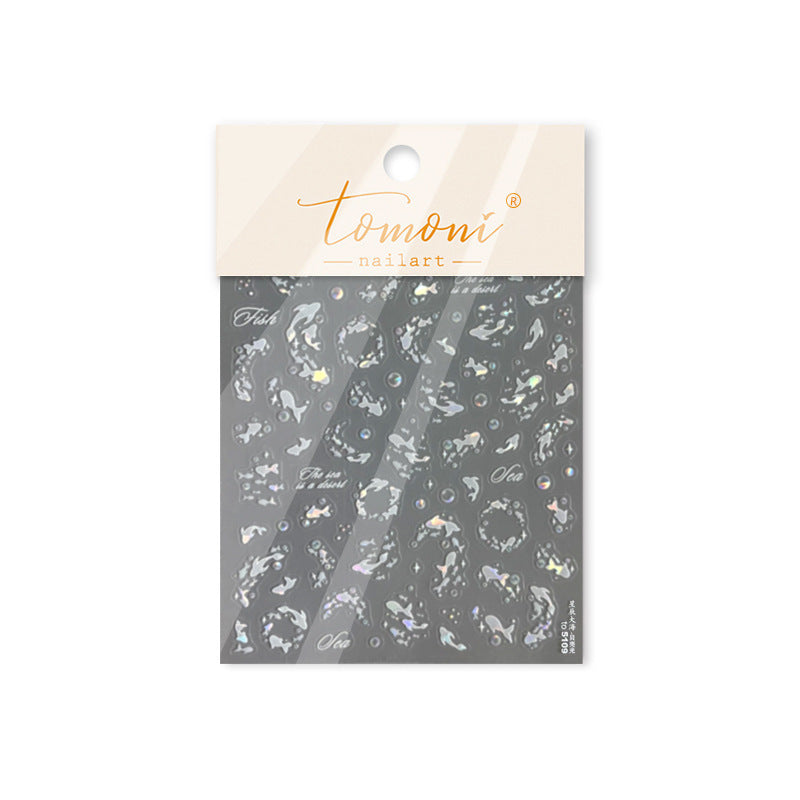Holographic Fish Collection: "Iridescent Sea Fish" – 3D Embossed Nail Sticker