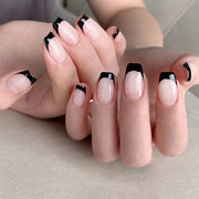 黑色法式短款芭蕾形穿戴甲 批發｜365nails