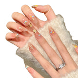 Cute Gradient Nails with Hearts and Kitty Accents