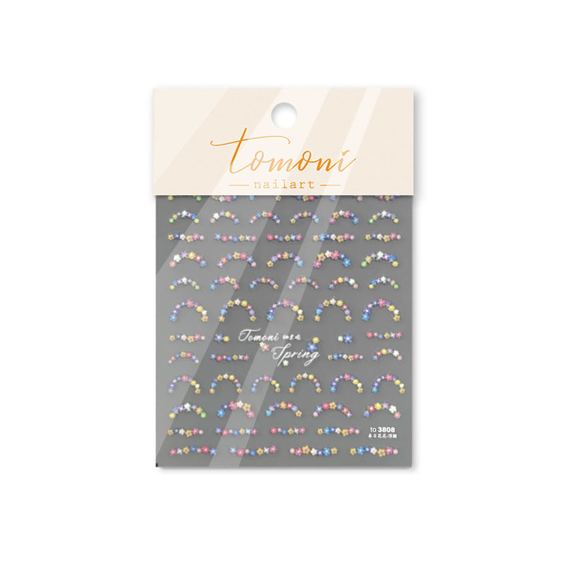 Spring Flower Frame Collection: "Japanese Holographic Flower Frame" – 3D Embossed Nail Sticker