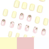 Verão ins vento curto quadrado unha usando unha postiça pequena flor margarida fresca unha arte atacado ｜ 365nails