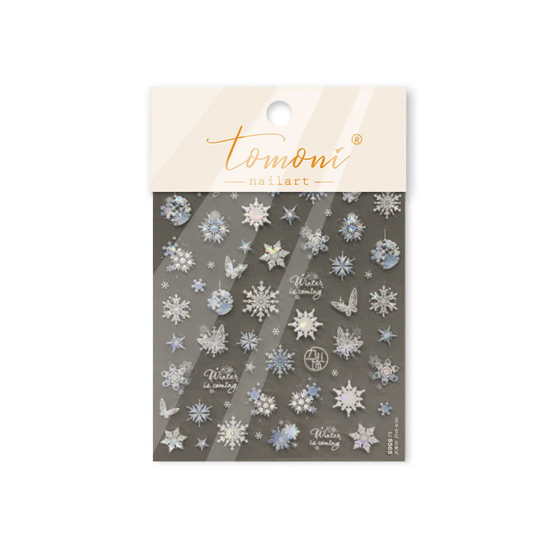 Holographic Snowflake Collection: "Winter Snowflake" – 3D Embossed Nail Sticker