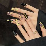 Diseño de uñas, estampado de camuflaje de la selva tropical china de verano, estrella de cinco puntas, uñas postizas extraíbles | 365nails