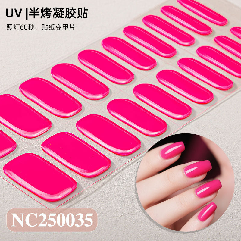 Semi-Cured Gel Nail Strips Solid Color Glossy Classic Design (MOQ=3)