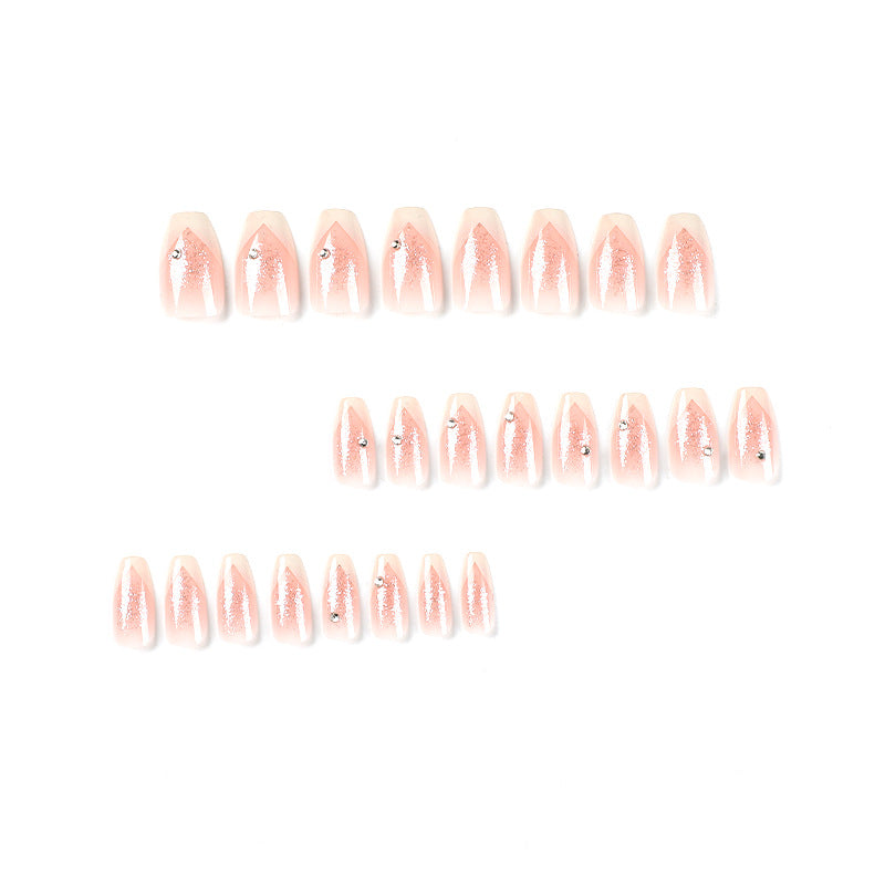 Unhas brancas com cruz francesa, glitter prateado e strass, adesivo para unhas vestível, produto final para arte em unhas vestível｜365nails