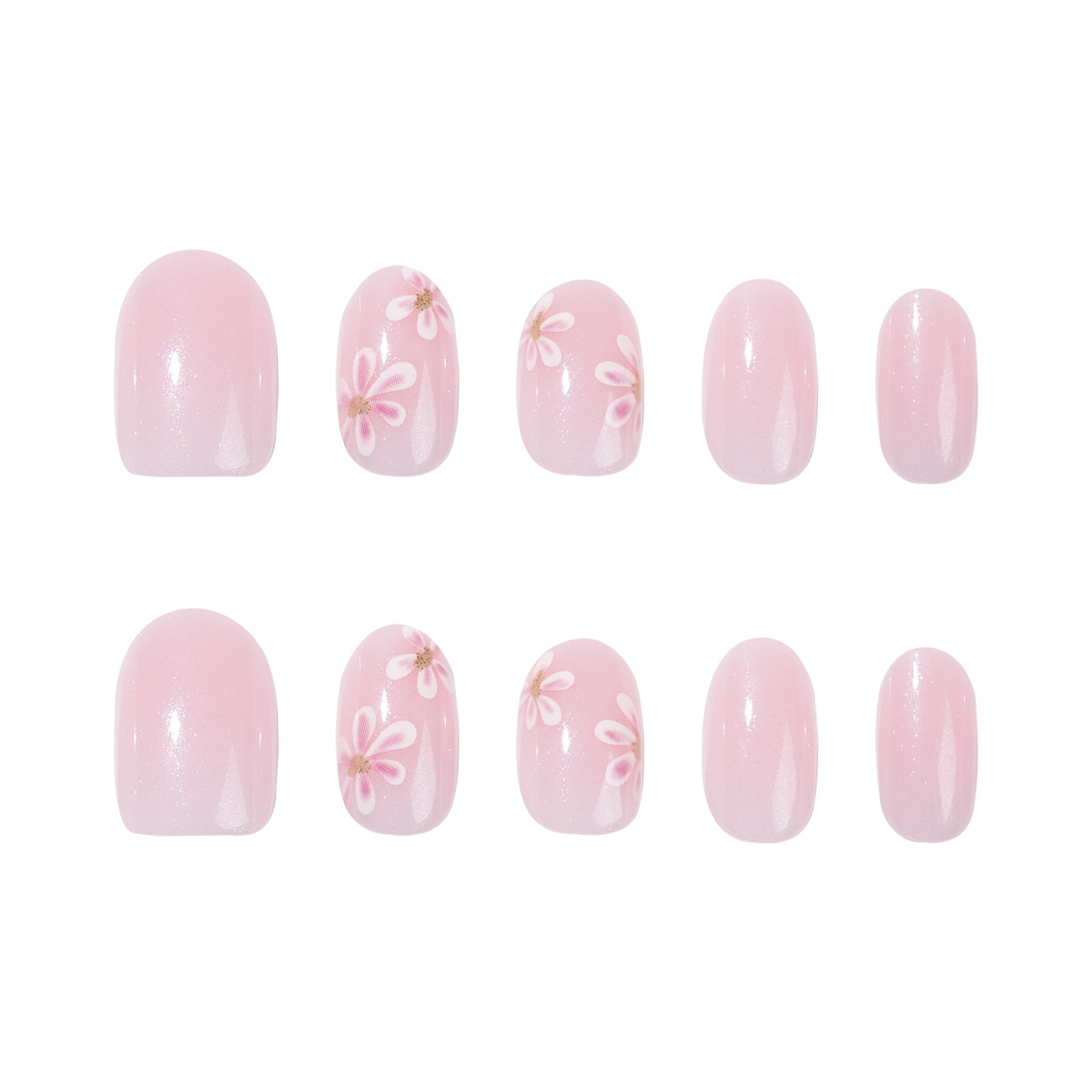 365nails: "Soft Pink Floral Short Oval" – Delicate Press-on Nails