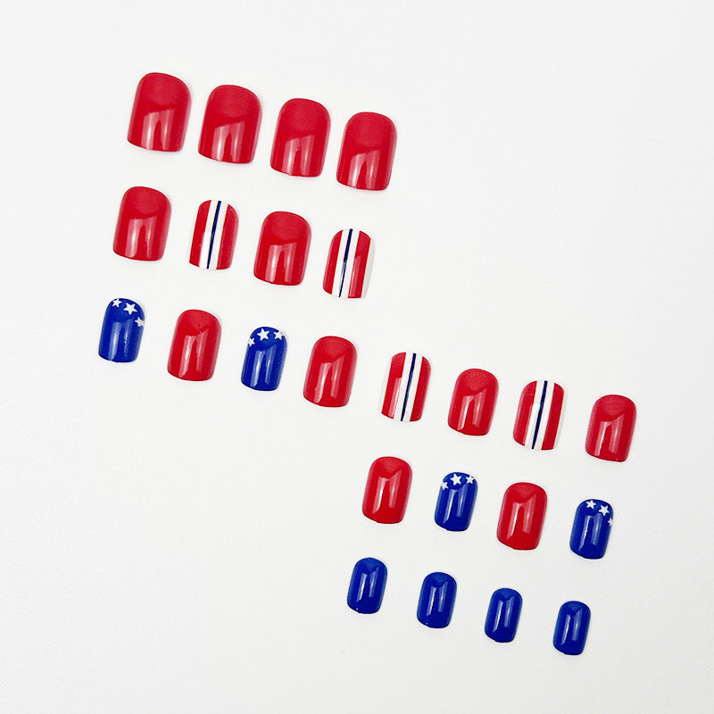 365nails: "Diagonal Freedom" – Starburst & Stripe French Squoval Nails