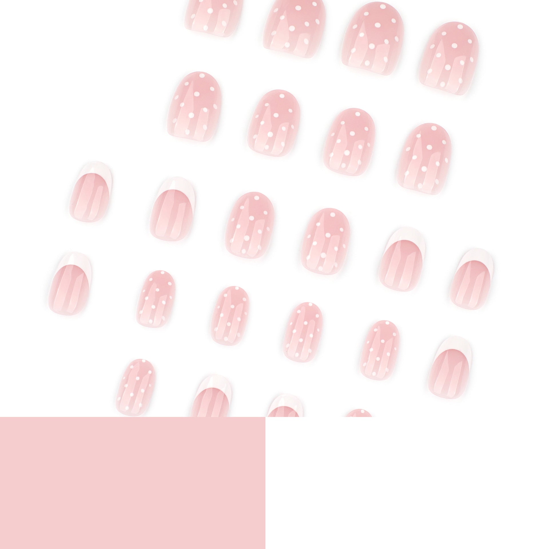 "Pink Polka Dot French" - Precision Crafted Press-On Nails