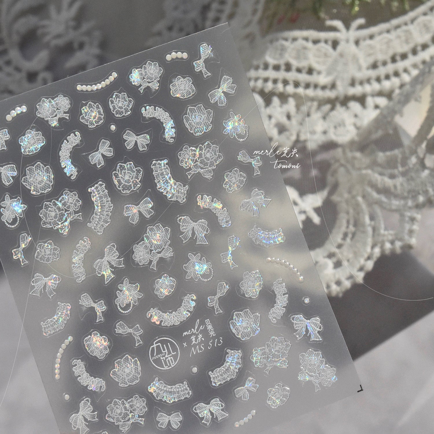 365nails: "Iridescent Lace & Bow" – nail art stickers
